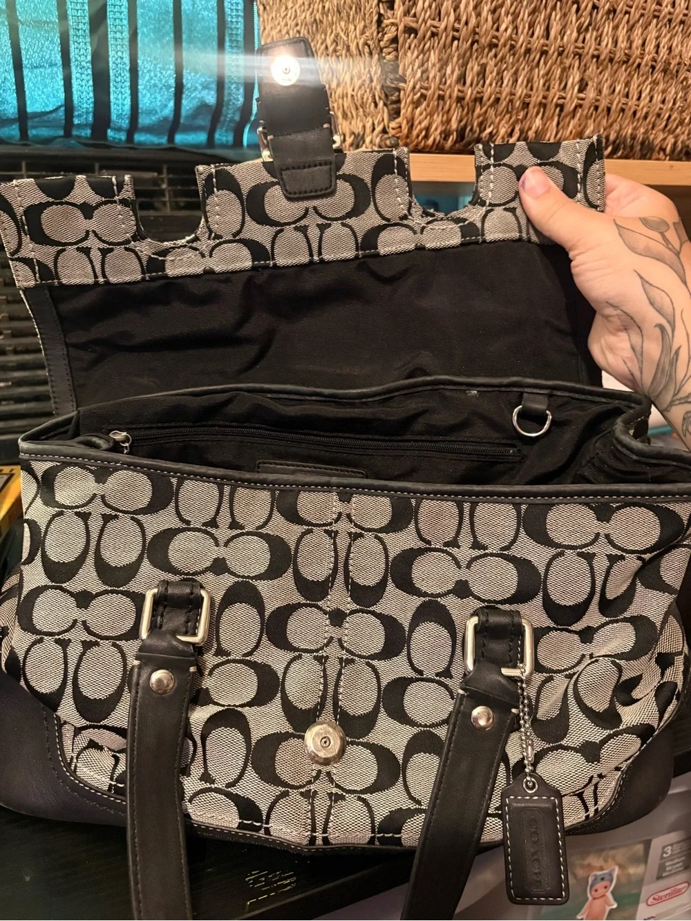 Coach Black and Gray Shoulder Bag